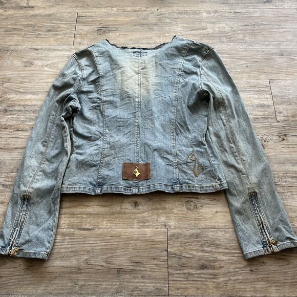Vintage Baby Phat Denim Jean Jacket Y2K Glam Women Small Embroidered Light Blue - Picture 2 of 14